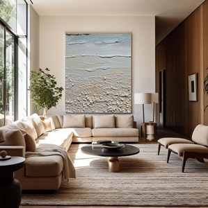 Grande <span class=keywords><strong>peinture</strong></span> <span class=keywords><strong>abstraite</strong></span> de plage, <span class=keywords><strong>peinture</strong></span> murale tactile de la côte, décoration murale, <span class=keywords><strong>peinture</strong></span> originale pour la maison et la <span class=keywords><strong>galerie</strong></span> - Product Image 5