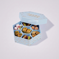 Caja de Regalo Octogonal de Cartón para Decoración de Ramadán, Caja de Regalo de Lujo para Dulces Árabes con Logotipo en Relieve