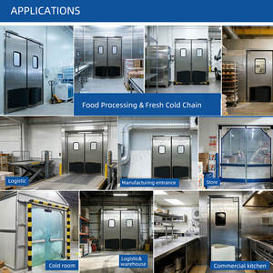 Almacenamiento de cámara frigorífica de supermercado comercial, <span class=keywords><strong>puerta</strong></span> de cocina abatible de acero inoxidable, <span class=keywords><strong>puerta</strong></span> de impacto a prueba de colisiones - Product Image 5
