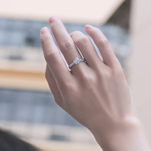 Venta al por mayor de plata esterlina 925 sólida VVS <span class=keywords><strong>Moissanite</strong></span> Lab diamante mujeres joyería regalos rodio plateado boda GRA anillo de compromiso - Product Image 2