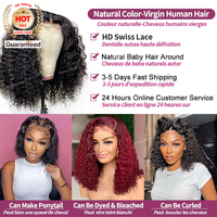 Perruque Courte Bob Frisée Kinky Pas Chère en Cheveux Humains avec Dentelle Frontale Transparente HD, Couleur Naturelle, Perruque Vietnamienne pour Femmes Noires