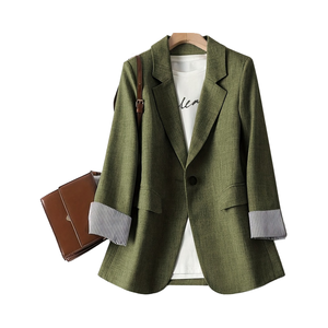 Giacca da <span class=keywords><strong>donna</strong></span> con risvolto <span class=keywords><strong>a</strong></span> <span class=keywords><strong>righe</strong></span> griglie Patchwork <span class=keywords><strong>a</strong></span> maniche lunghe giacca elegante - Product Image 1