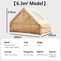 Tente familiale gonflable à colonnes d'air, portable, double couche, imperméable, Oxford 420D, type cabane de glamping, 6,3 m², ouverture rapide et automatique