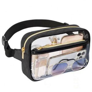 Sac banane de sport transparent en PVC matelassé en cuir imperméable pour femme, idéal pour le voyage et le quotidien - Product Image 1