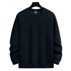 Men's Solid Color Crew Neck Pullover <b>Sweatshirt</b> Regular Fit Knitted <b>Long</b> Sleeve Casual Autumn Wear 100% Cotton - Product Image 3