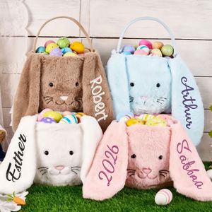Custom Embroidered Name <b>Easter</b> Plush <b>Bunny</b> Bag, Personalized Kids <b>Easter</b> Gift, Soft Plush Candy Treat <b>Basket</b> for Boys & Girls - Product Image 6