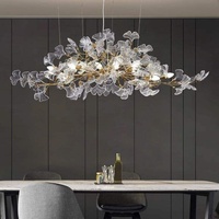 Lustre LED long en cristal, hauteur réglable, intensité variable, CRI 90, garantie 3 ans, pour salle à manger et cuisine