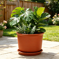 Grand pot de fleurs en résine PP épaissie avec trou de drainage, design minimaliste, durable, 17,2 L, non revêtu, pour jardinage au sol et plantes d'intérieur