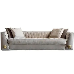Most Comfortable Plain Seating Custom Built 1/2/3 Seater Luxury Velour Micro Suede Channel Details Quilted Fabric Modern Sofa