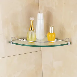 European luxury single layer bathroom accessories 6mm tempered bathroom corner shelf glass