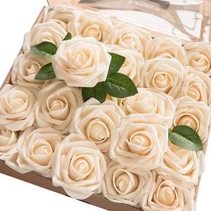 25pcs Roses en mousse <span class=keywords><strong>ivoire</strong></span> avec tiges DIY Bouquets <span class=keywords><strong>de</strong></span> mariage blanc douche nuptiale Tables <span class=keywords><strong>de</strong></span> fête décorations fleurs artificielles pour cadeaux - Product Image 6