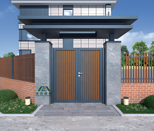 <span class=keywords><strong>Portail</strong></span> de cour moderne en alliage d'aluminium avec commande manuelle coulissante, finition thermolaquée antirouille, pour villa et jardin - Product Image 1