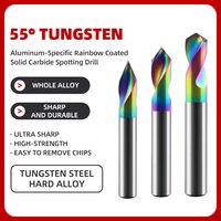 55 °   Foret de perçage en acier pour fraisage CNC spécifique à l'aluminium à 60 degrés, revêtement arc-en-ciel, carbure monobloc