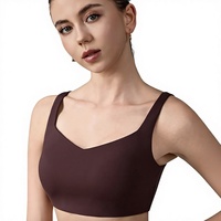 Soutien-gorge de sport pour femme à maintien élevé, bretelles doubles croisées, bonnets fixes, col diamant, 100 % nylon respirant, dos en U