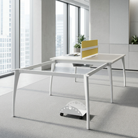 Bureau de travail 4 places de style italien avec support de table en métal pour salle à manger, conférence, ordinateur et étude