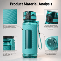 Bouteille d'eau sport grande capacité UZSPACE sans BPA, en Tritan, avec couvercle à clapet, manchon antidérapant, logo personnalisé, OEM ODM, 701 ml, 800 ml, 1100 ml