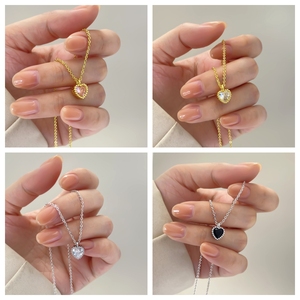 Wholesale Fashion <b>Heart</b> Necklace High Quality Jewellery <b>Heart</b> <b>Shape</b> Zirconia Fine Necklace Jewelry Women - Product Image 2