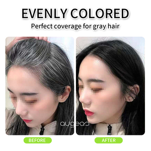 Augeas OEM vente en gros teinture noir pour cheveux sans ammoniaque couverture cheveux gris plante bulle 3 en 1 Sachet à base <span class=keywords><strong>de</strong></span> plantes teinture shampooing - Product Image 2