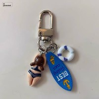Pendentif en résine style coréen Ins Niche, planche de surf, bouée de sauvetage, pour garçons et filles, breloque de sac, porte-clés Airpods KittySnoopy