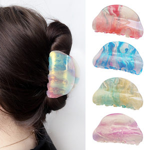 Fermagli per capelli in acrilico colorati effetto sfumato, stile coreano alla moda, di medie dimensioni, con logo personalizzato, per ragazza, all'ingrosso - Product Image 1