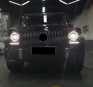 مصباح أمامي ليد هندسي W463 G-Class (100G) G500 G63 G350 G55 التحديثي-لمعان أسود من العمر إلى نمط جديد - Product Image 5