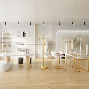 Thương Hiệu Thời Trang Mới Cửa Hàng Quần Áo Hiển Thị Đứng Thương Mại Cấp Quần Áo Giá Hàng May Mặc Chrome Vàng Thép Không Gỉ May Đứng - Product Image 5