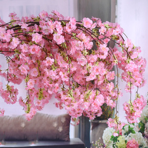 S02116 Bán Buôn Giá Rẻ Hồng Fake Silk Sakura Cây Hoa Gốc Nhân Tạo Cherry Blossom Cành Hoa Với Để Lại Cho Làm Cây - Product Image 4