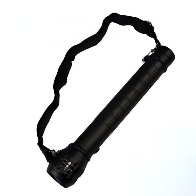 High Power Zoom Flashlights with 2*D Battery Tactical Torch Camping LED Strong Light Long Range Flashlight with Shoulder Strap