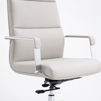 Chaise de bureau ergonomique à dossier haut, structure en acier massif, base chromée, matériau PU - Certifiée BIFMA, design moderne, fixe