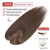 Topper pour femme, base mono naturelle, 100% cheveux humains, toupet pour femme, 3*5, 130%