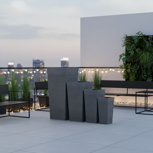 Vasi per Fiori Alti e Quadrati in Fibra di Argilla, Minimalisti, Fatti a <span class=keywords><strong>Mano</strong></span>, Biodegradabili, con Foro di Drenaggio, Ecologici, per Uso a Terra in Casa e <span class=keywords><strong>Giardino</strong></span> - Product Image 5