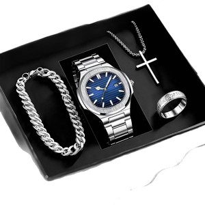 Set Regalo di 3 Orologi al Quarzo di Lusso <span class=keywords><strong>per</strong></span> Uomo con Bracciale in Acciaio Inossidabile <span class=keywords><strong>per</strong></span> Natale, Compleanno, <span class=keywords><strong>per</strong></span> Lui, Marito OEM - Product Image 5