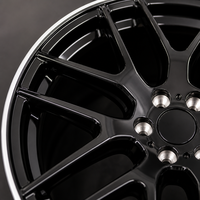 Jante en alliage d'aluminium forgé 10 branches, design Y fendu, noir brillant, lèvre argentée usinée, concave, logo personnalisé, jante de voiture 5x114.3