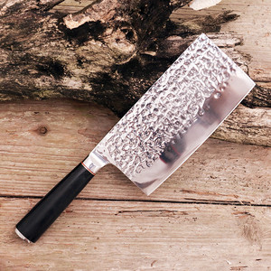Cuchillo de cocina de acero inoxidable forjado con patrón martillado, cuchillo afilado para rebanar, cuchillo de chef para el hogar. - Product Image 1