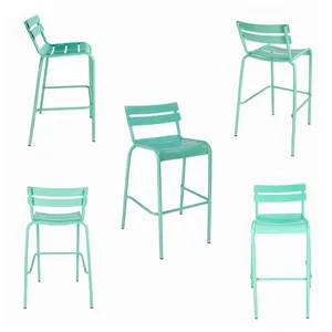 restaurant furniture bar table and chair set outdoor aluminum frame stacking bar stool for cafe and garden