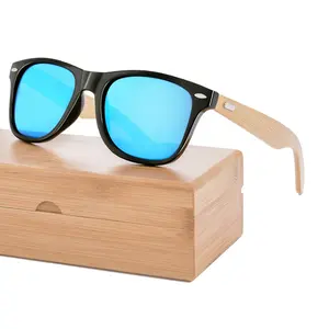 Produkte Großhandel Modedesign Benutzer definiertes Logo Unisex Retro Spiegel Bambus Holz Sonnenbrille