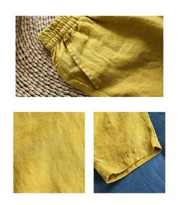 Nouvelle grande taille XL femmes pantalons cheville-longueur décontracté Harem-Style coton <span class=keywords><strong>lin</strong></span> pantalon élastique couleur unie printemps été - Product Image 3
