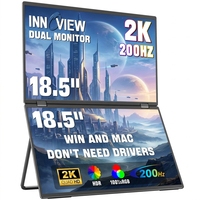 Extensor de Pantalla Doble para Portátil de 18.5 Pulgadas, Apilable, Estructura Plegable Plana, Ultra Delgado, Pantalla Portátil Doble para Oficina