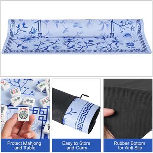 Tapete de Mahjong Premium Grande Azul Estampado Antideslizante de Melamina para 4 Jugadores, Mesa de Juego para Interiores, Diseño Duradero - Product Image 6