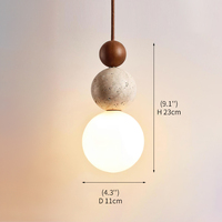 Pendentif sphérique en verre et travertin minimaliste Wabi-sabi nordique pour chevet, production en gros, directement de l'usine