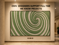 Art mural radial en spirale tressé en corde 3D fait main, vert sauge et blanc, encadré, pour hall d'hôtel, couloir, décoration murale, commande en gros ODM personnalisée