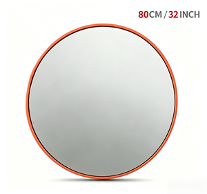 Miroir de sécurité convexe intérieur 80 cm (32 pouces) en PC, grand angle, antivol, ABS, orange, fixation murale pour entrepôt, supermarché, coin - Product Image 1