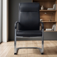 Chaise de bureau de direction contemporaine et moderne noire, confortable, à hauteur réglable, avec appui-tête fixe et dossier solide