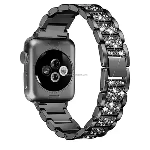 Full diamond watch band substituição pulseira 49mm aço inoxidável metal smartwatch strap para apple watch 8