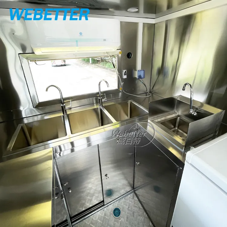 WEBETTER Commercial Catering Concession Trailer Square Mobile Restaurant Food Trailer with Full Kitchen Equipments For Sale
