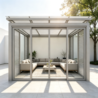 Pergola motorisée à lames orientables en alliage d'aluminium thermolaqué, étanche et isolante thermiquement, 3x4, pour balcon, pavillon extérieur, cour