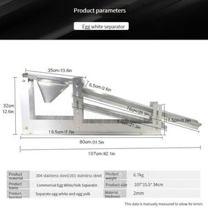 Separatore commerciale di albume e tuorlo 304 acciaio inossidabile macchina per la separazione dei liquidi macchina per la separazione delle uova di gallina d'anatra - Product Image 4