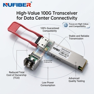 Módulo Transceptor Óptico Simplex LC SMF QSFP28 BIDI <span class=keywords><strong>de</strong></span> 100G, 10km, 1271nm, 1331nm, Compatible con <span class=keywords><strong>Cisco</strong></span>, Precio <span class=keywords><strong>de</strong></span> Fábrica, Alta Velocidad, DDM - Product Image 1