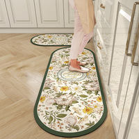 Tapis de cuisine en diatomite de style américain, antidérapant, absorbant, lavable, tapis de sol floral, utilisation dans la salle de bain
