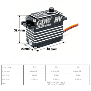 GDW BLS890HV 20KG HV Digital sin Escobillas 8.4V con Carcasa Metálica y Engranajes de Acero para Aplicaciones de Helicópteros RC y Robots - Product Image 3